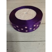 Лента атласная в горох 2,5 см, цена за 1 м